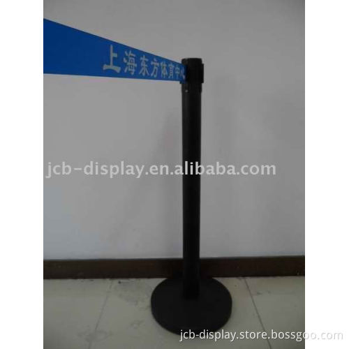 black iron post with blue belt queue barrier(JCB-G02)
